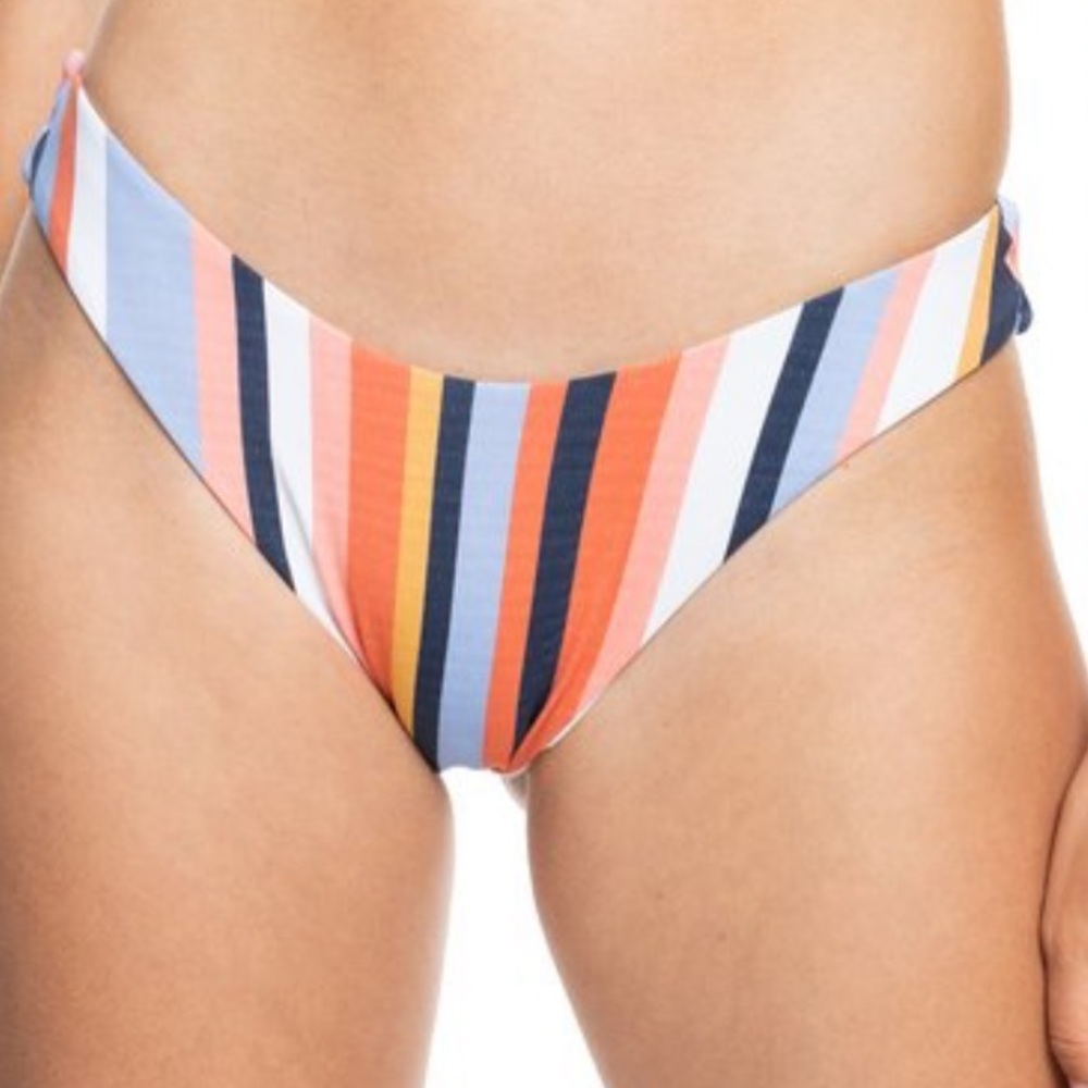 Nwt Roxy Stripes Classic Cheeky Hi Leg Size Small
